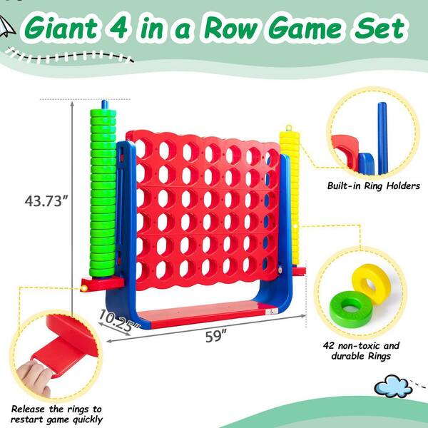 Jumbo 4-to-Score Giant Game Set Backyard Games for Kids & Adults GLACER Giant 4-in-A-Row 3.5FT Tall Indoor & Outdoor Connect-All-4 Game Set with 42 Jumbo Rings & Quick-Release Slider 