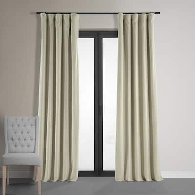 Cool Beige Velvet Rod Pocket Blackout Curtain - 50 in. W x 108 in. L (1 Panel)