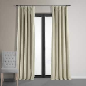 Cool Beige Signature Velvet Blackout Curtain - 50 in. W x 120 in. L Rod Pocket with Back Tab Single Velvet Curtain Panel