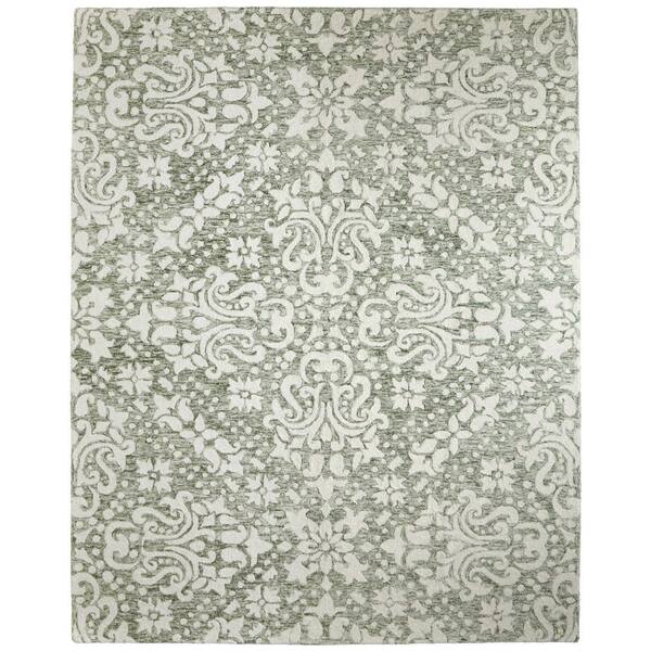 Green 9 x 12 ft. Tufted Floral Rectangle Indoor Area Rug