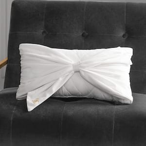 Juicy Velvet Bow White 10 in. W. x 18 in. Throw Pillow