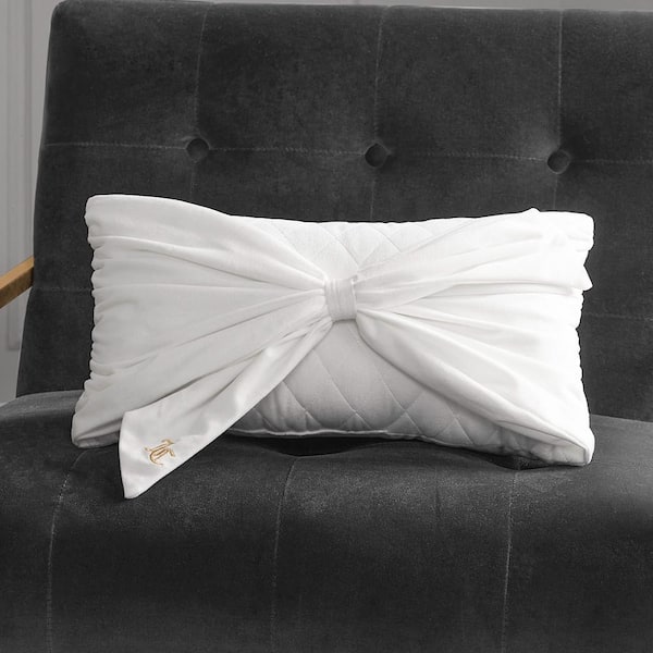 JUICY COUTURE Juicy Velvet Bow White 10 in. W. x 18 in. Throw Pillow