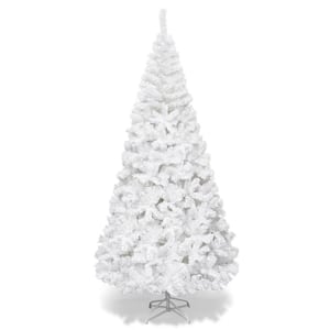 7 ft. White PVC Unlit Full Artificial Christmas Tree with Metal Stand Anti-Scratching Cover