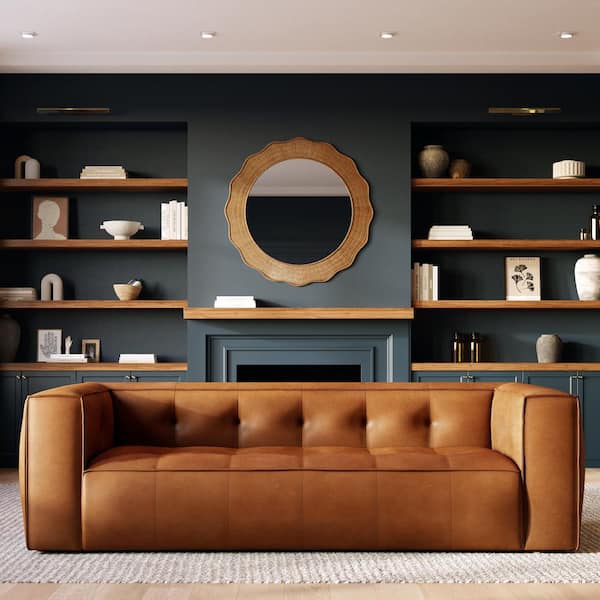 Poly and Bark Capa 92 in. Square Arm Sofa 3-Seat in Saddle Tan