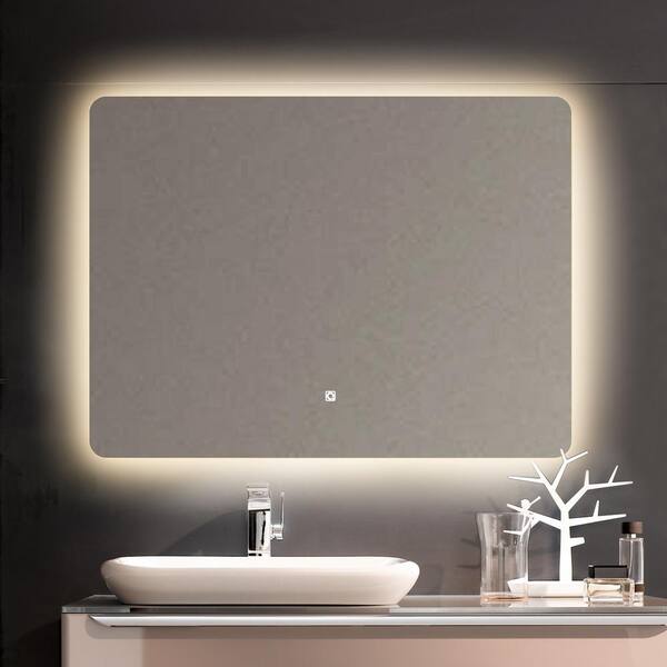 Hooseng 32 In W X 24 H Single Frameless Led Lighted Bathroom Vanity Mirror With Anti Fog Function Hs54326742 The Home Depot Anti Fog Function Hs54326742, Illuminated Bathroom Vanity Mirrors