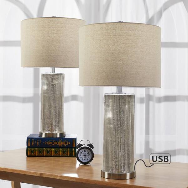 silver table lamps set of 2