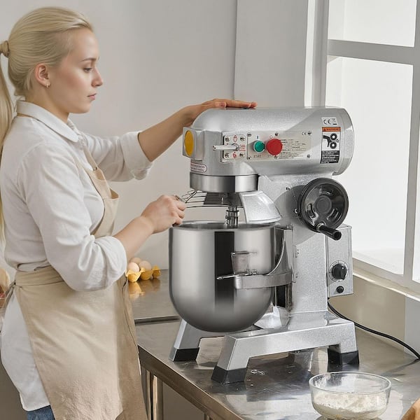 Commercial Stand Mixer 30 qt. Dough Mixer Heavy Duty Silver Electric Food Mixer with 3-Speeds Adjustable 1100 W