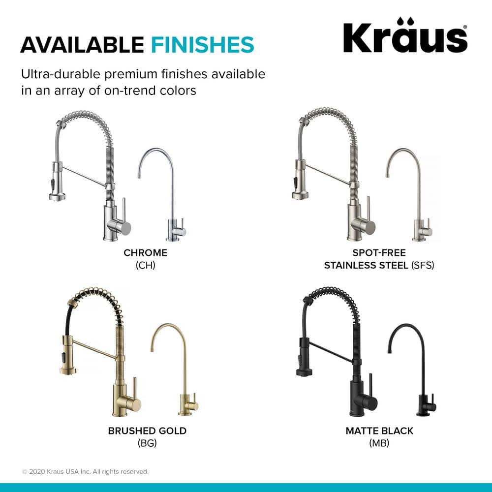 Chrome Commercial Style Pull-Down Kitchen Faucet with Drinking Water Dispenser