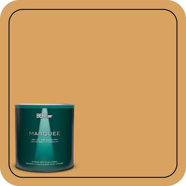BEHR MARQUEE 1 qt. #MQ4-10 Amber Brew One-Coat Hide Semi-Gloss Enamel Interior Paint & Primer