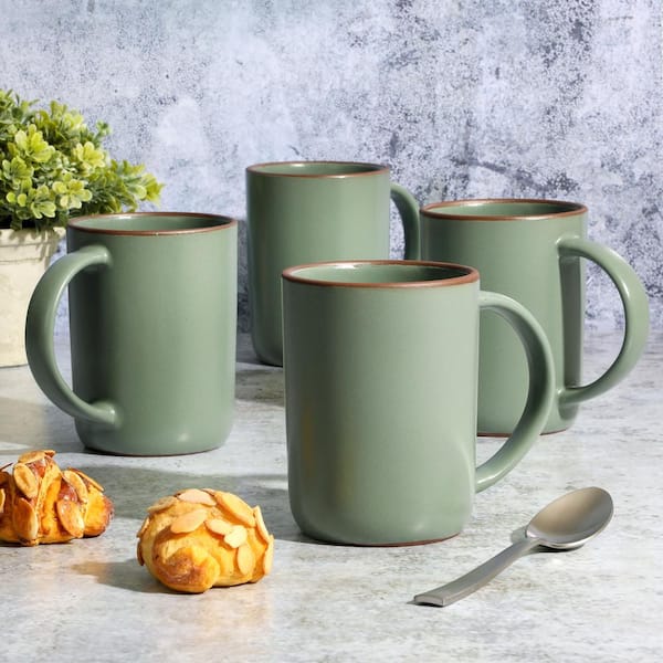 Simply Modern Pottery Collection: 8-oz Tea Coffee Cups in Sage Green