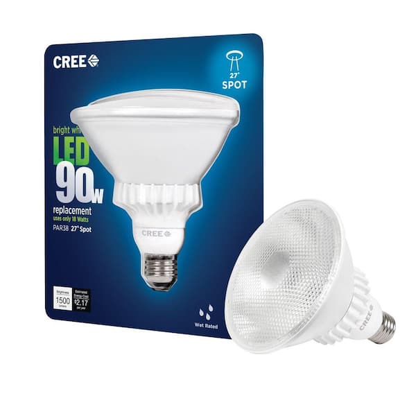 Cree - 90W Equivalent Bright White (3000K) PAR38 27 Degree Spot Dimmable LED Spot Light Bulb (3-Pack)