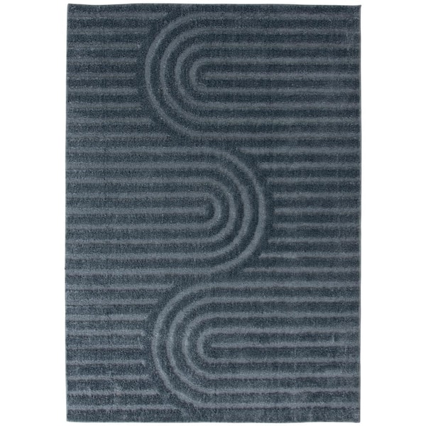 Oathil Stone Blue 9 ft. x 12 ft. Geometric Area Rug