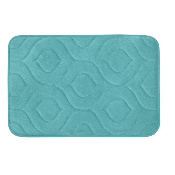 BounceComfort Naoli Turquoise 20 in. x 34 in. Memory Foam Bath Mat