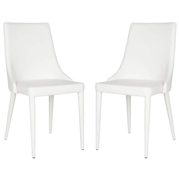 SAFAVIEH Summerset White 19 in. H Leather Side Chair (Set of 2)