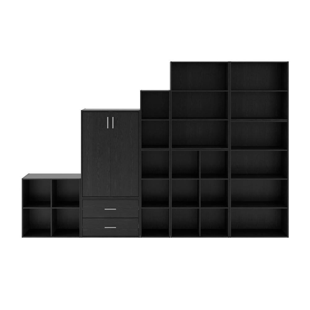 Black 6-Cube Stackable Wood Modular Bookcase