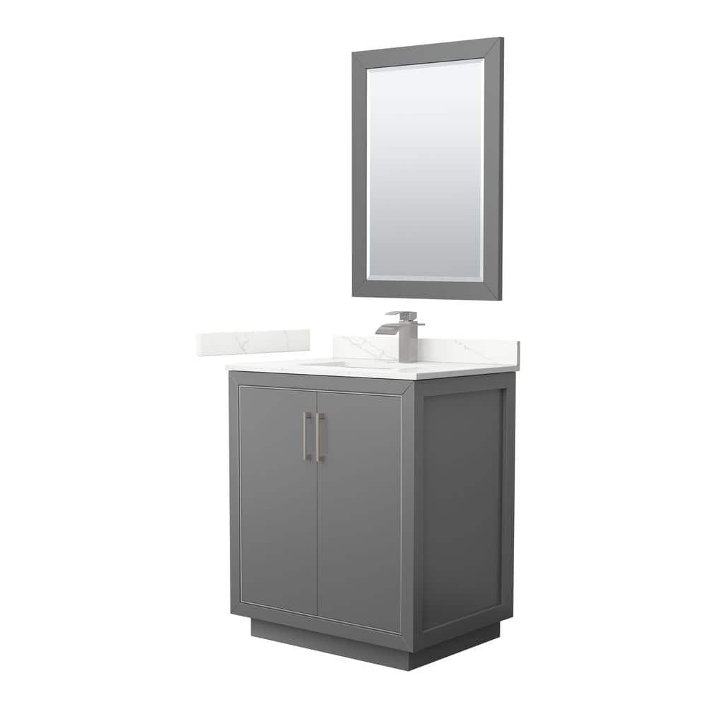 Icon 30 in. W x 22 in. D x 35 in. H Single Bath Vanity in Dark Gray with Giotto Quartz Top and 24 in. Mirror price history on PriceWatchPro