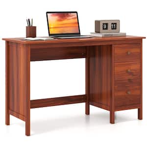 48 in. Rectangle Brown Wood 3-Drawer Desk with Storage