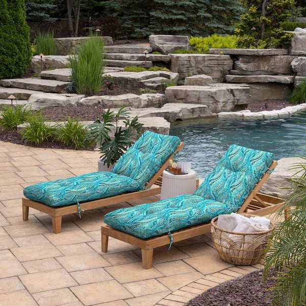 ARDEN Outdoor Plush Modern Tufted Chaise Cushion, Rain-Proof