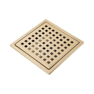 6 in. Square Stainless Steel Shower Drain in Brushed Gold