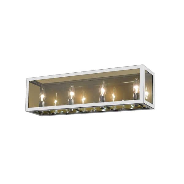 Unbranded 24 in. 4-Light Chrome Vanity Light with Smoke Mirror Glass