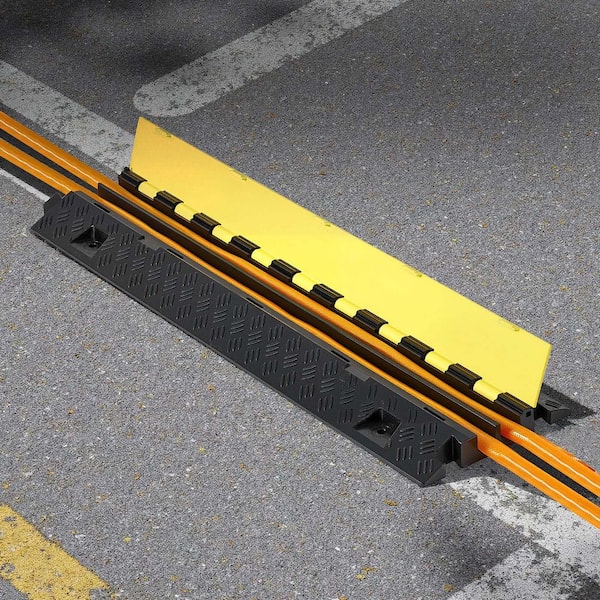Cable Protector Ramp 3-Pack, 2-Channel TPU Cord Cover, 1.2 x 1.1 in. Channel, 22,000 lbs. Load, Flip Lid, Indoor/Outdoor