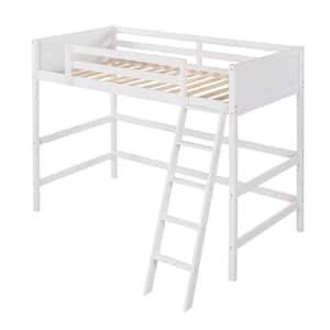 White Solid Wood Twin Size Loft Bed
