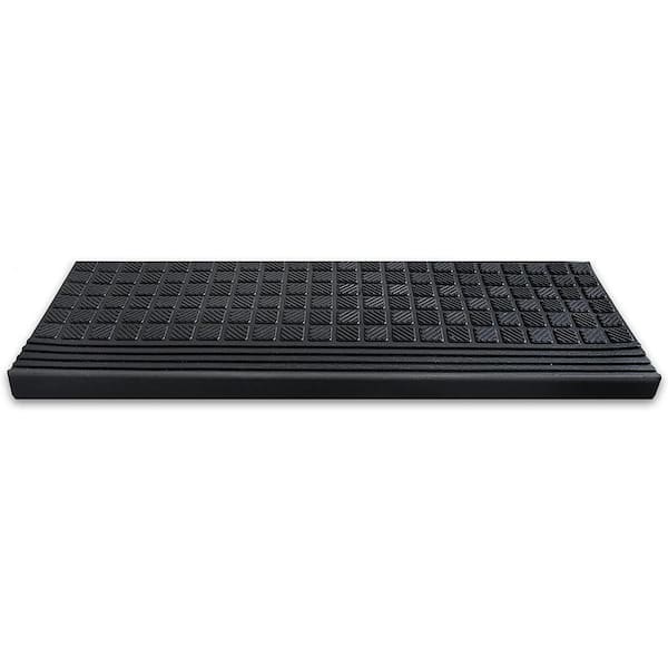Ottomanson Waterproof, Low Profile Non-Slip Indoor/Outdoor Rubber Stair  Treads, 10 in. x 25.5 in. (Set of 5), Black OTR6653-5 - The Home Depot