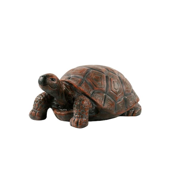 21.3 in.  L Brown and Black Concrete/MgO Walking Turtle Statue, Indoor or Outdoor decor, Natural Design Sculpture