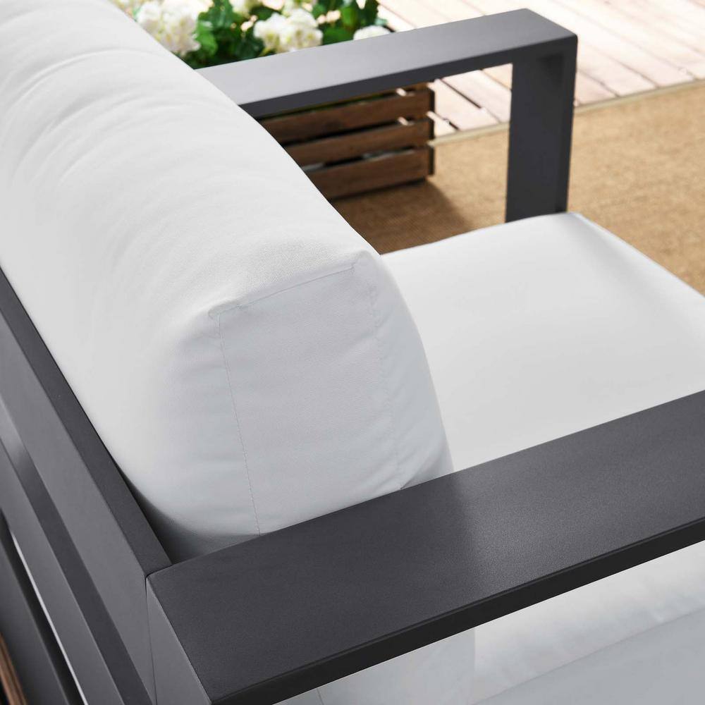 Tahoe 32'' Gray and White Powder-Coated Aluminum Outdoor Armchair