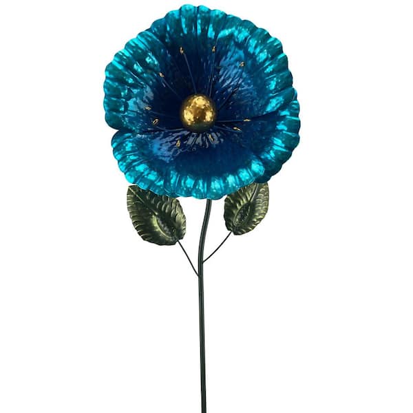 RCS Gifts Stake Flower Poppy Blue