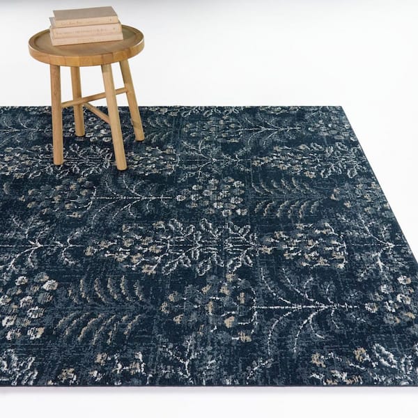 Estella Cream 8 ft. x 10 ft. Distressed Floral Motif Area Rug
