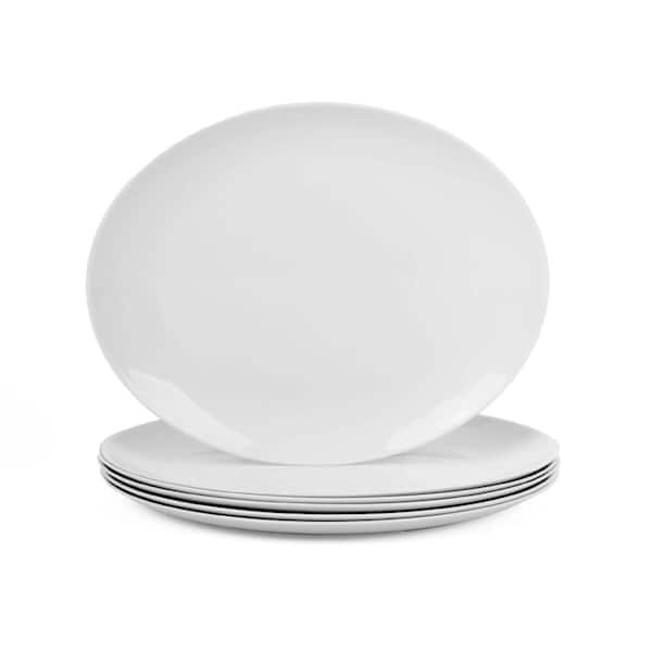 10.5 Inch Opal Glass Dinner Plate Set of 6, White, Lightweight, Dishwasher and Microwave Safe