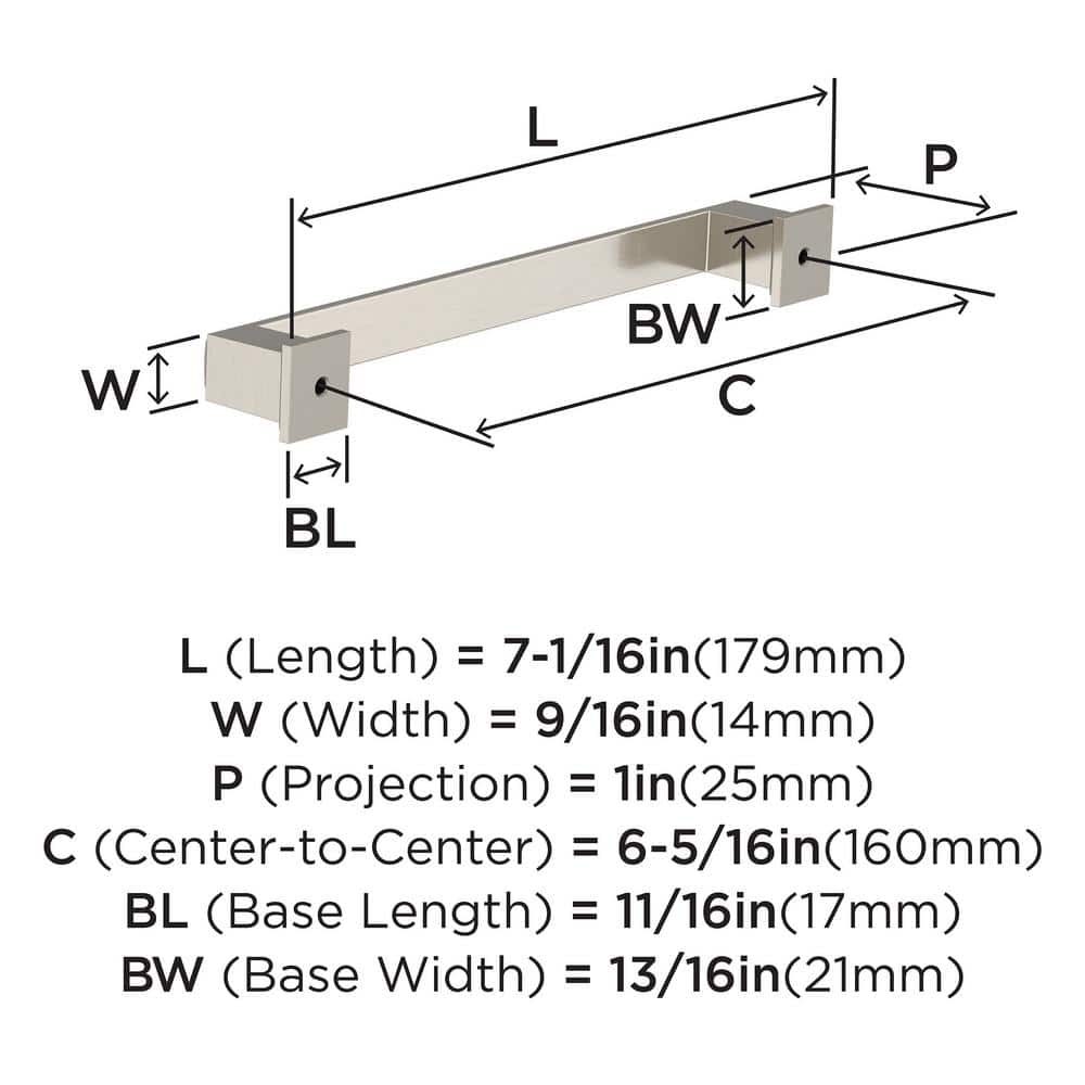 Brushed Nickel 7-Inch Modern Cabinet Bar Pull