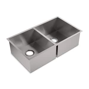 Lyric Undermount Stainless Steel 32 in. Double Equal Bowl Kitchen Sink