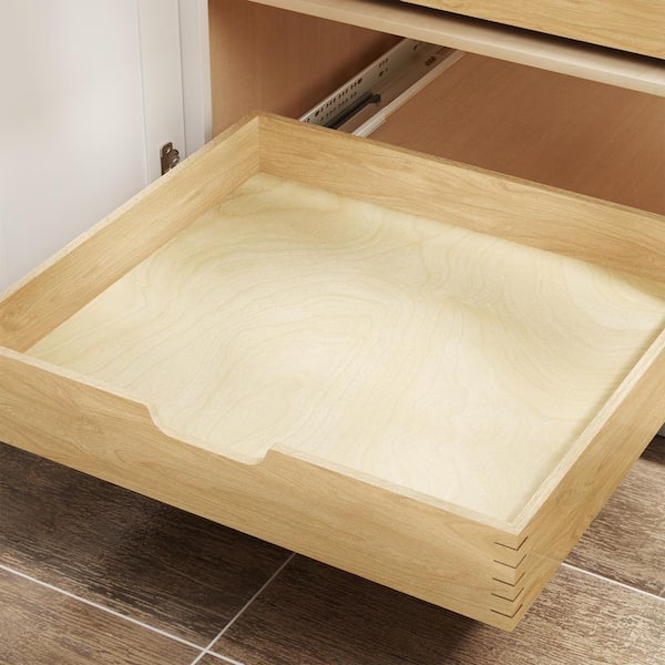 HOMEIBRO 19.5 in. W Adjustable Wood Under Sink Caddy Slide-Out Shelf with Soft Close