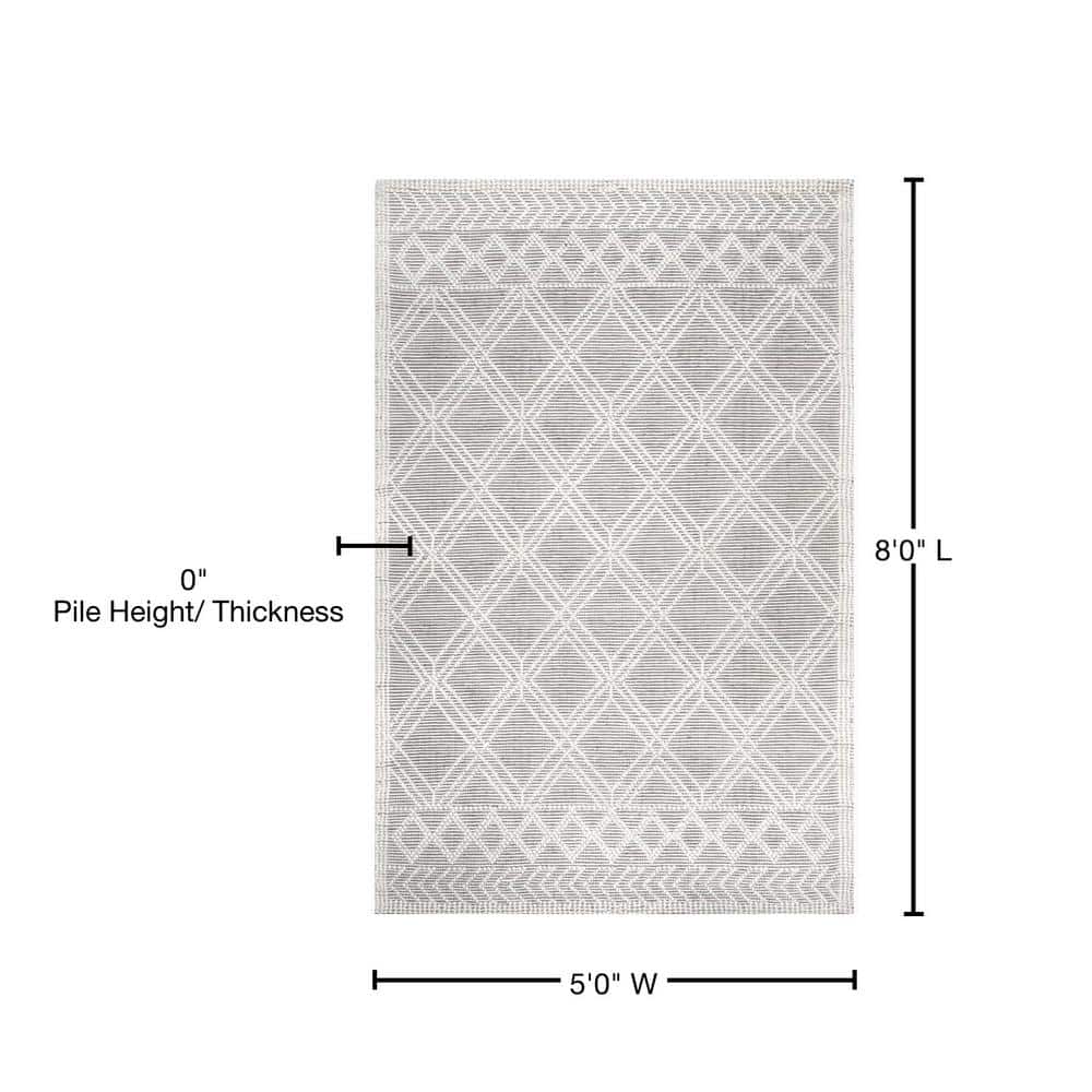 Handmade Beige Wool Trellis Tufted Rectangular Rug