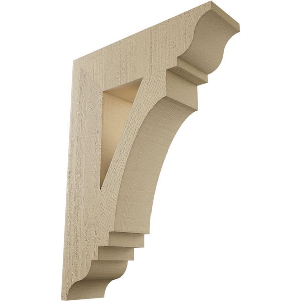 Ekena Millwork 5.5 in. x 28 in. x 20 in. Imperial Traditional Rough Cedar Woodgrain Timberthane Polyurethane Bracket, Primed Tan
