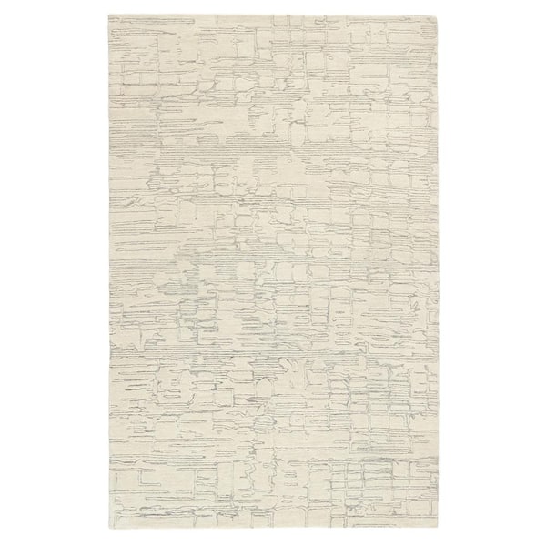 TOWN & COUNTRY LIVING Remi Hand Tufted Wool Abstract Line Beige/Blue 8 ft. x 10 ft. Area Rug