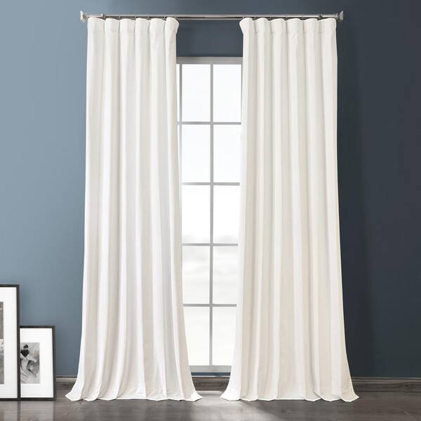 Exclusive Fabrics & Furnishings Warm White Velvet Grommet Blackout Curtain - 50 in. W x 96 in. L