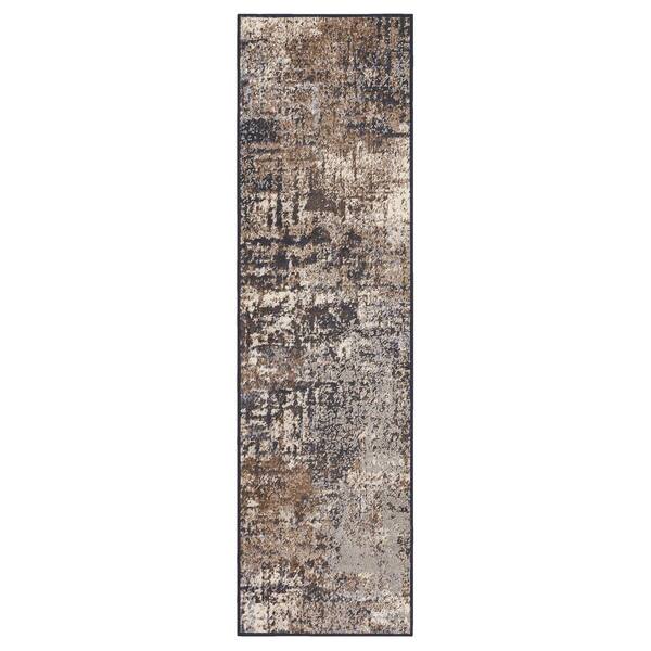Mohawk Home Angelo Steel 2 ft. 1 in. x 7 ft. 6 in. Modern Contemporary Abstract Painterly Runner Rug