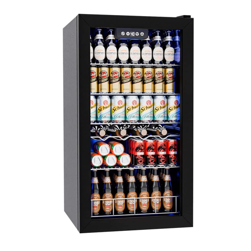 17.72 in. Single Zone 150-Cans Freestanding/Countertop Beverage Refrigerator Cooler in Black, Adjustable Shelves price history on PriceWatchPro
