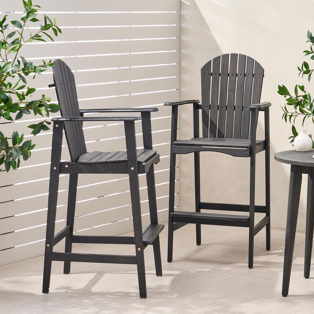 Set of 2 Outdoor Acacia Wood Adirondack Barstools in Dark Gray price history on PriceWatchPro