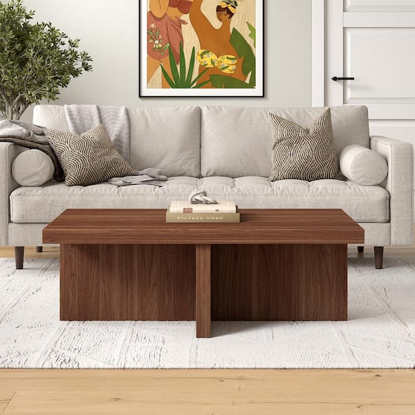 Meyer&Cross Elna 44 in. Satin Walnut Rectangle MDF Top Coffee