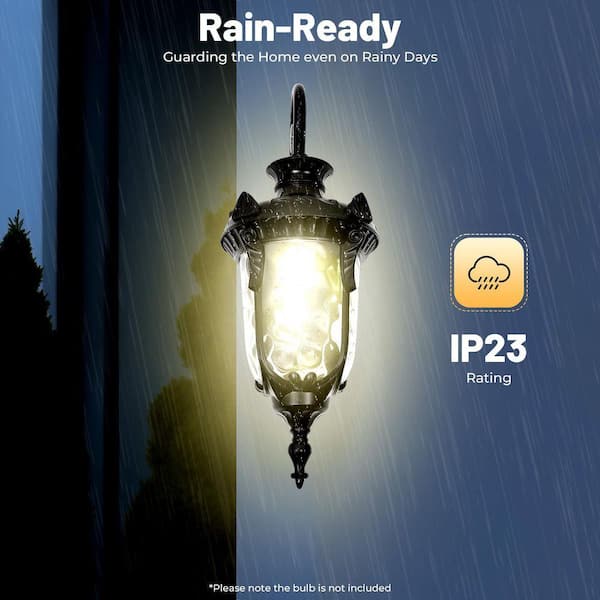 OUKANING 1-Light Black Retro Outdoor/Indoor Waterproof Lantern