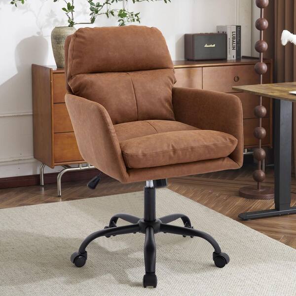 PU Leather Adjustable Height Ergonomic Office Chair in Brown with