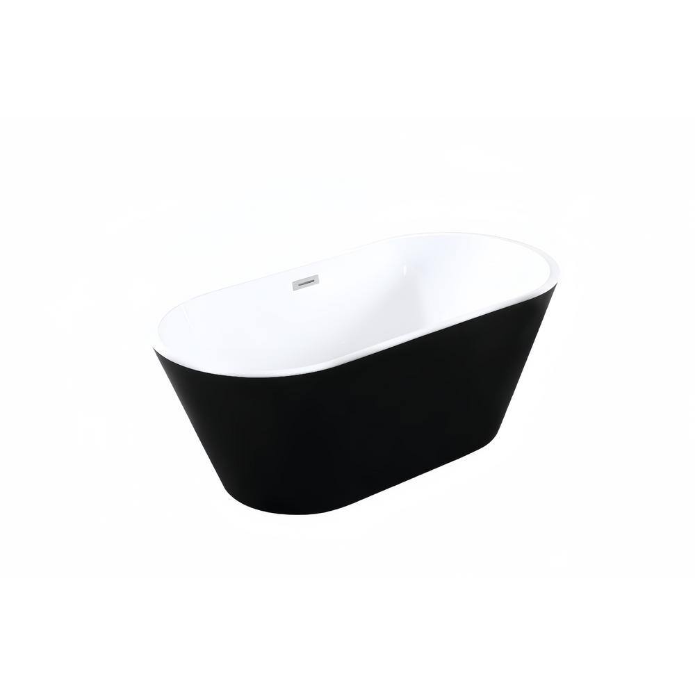 67 in. x 31 in. Soaking Freestanding Bathtub with Center Drain in Black and