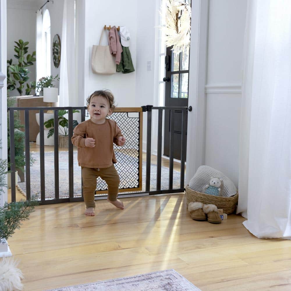 Honey Oak and Metal Extra Wide Safety Gate