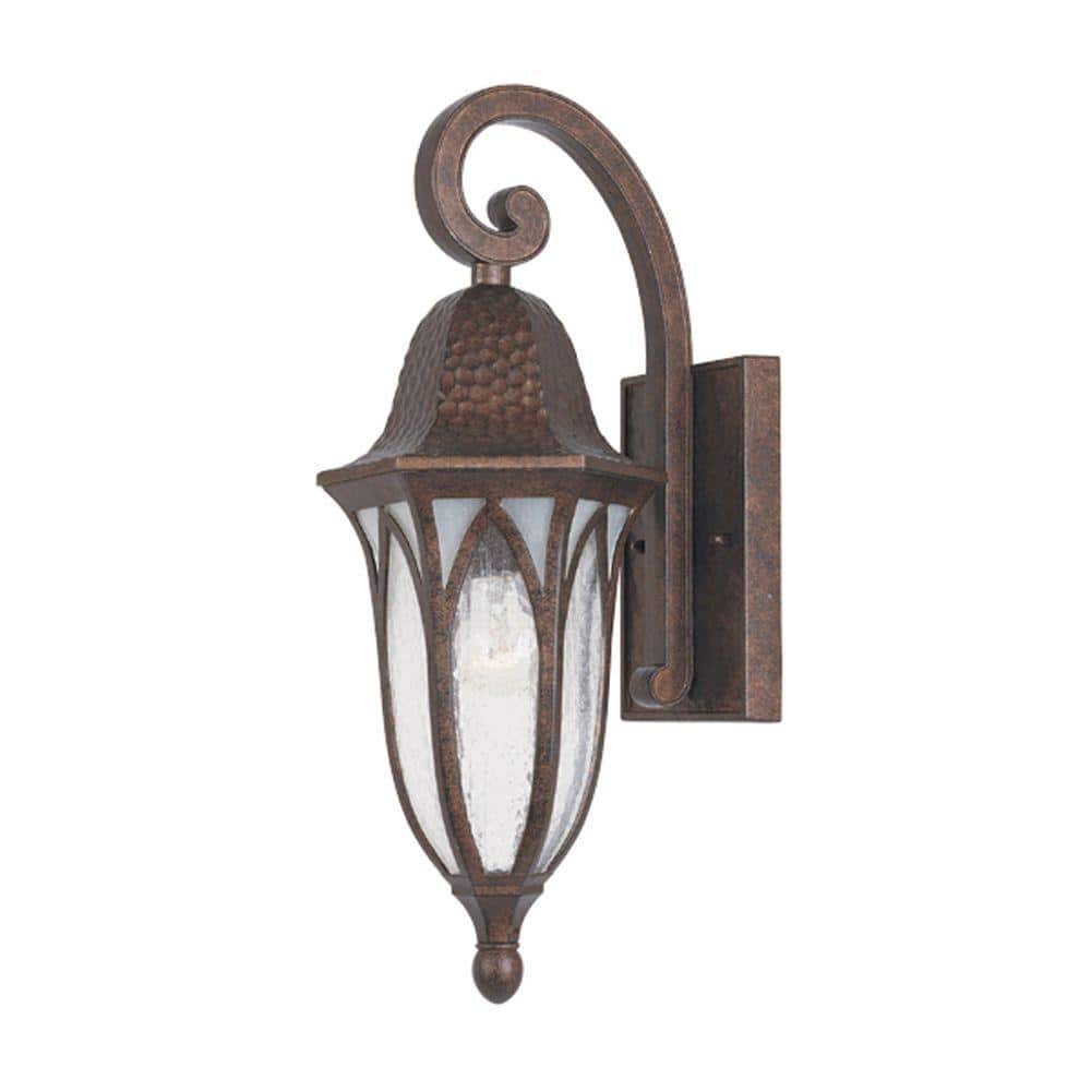 Burnished Antique Copper Outdoor Lantern with Clear Seedy Glass