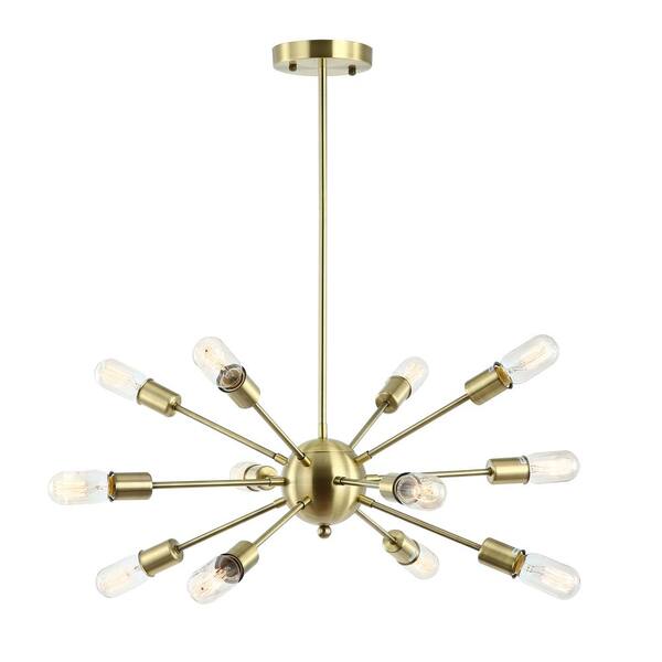 Light Society Meridia 12-Light Brass Sputnik Style Chandelier