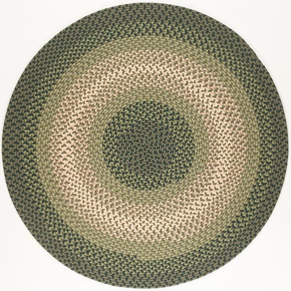 Pioneer Green Multi 10 ft. x 10 ft. Round Indoor/Outdoor Braided Area Rug